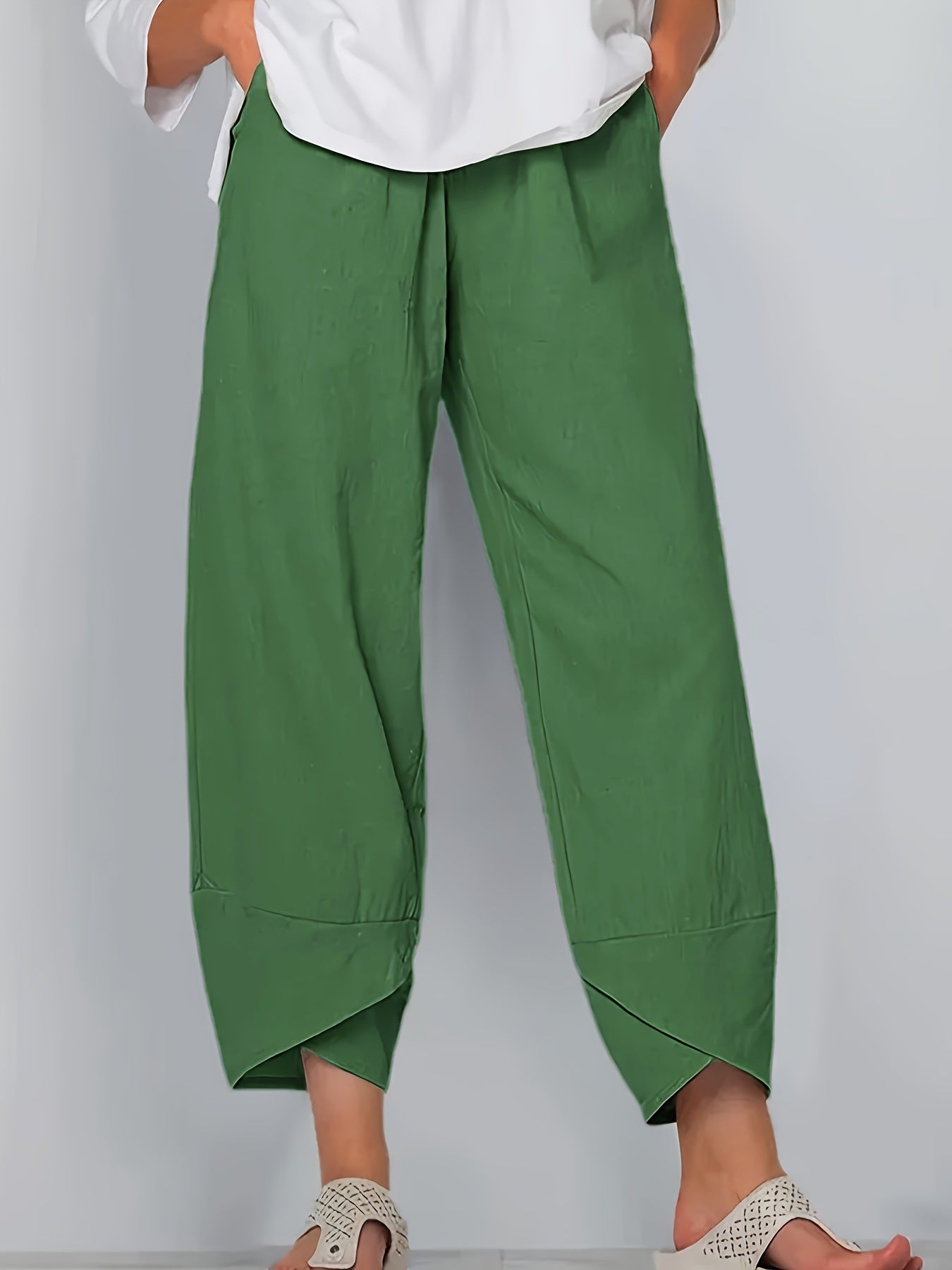 Elastic-Waist Pants with Pockets by Yolan House