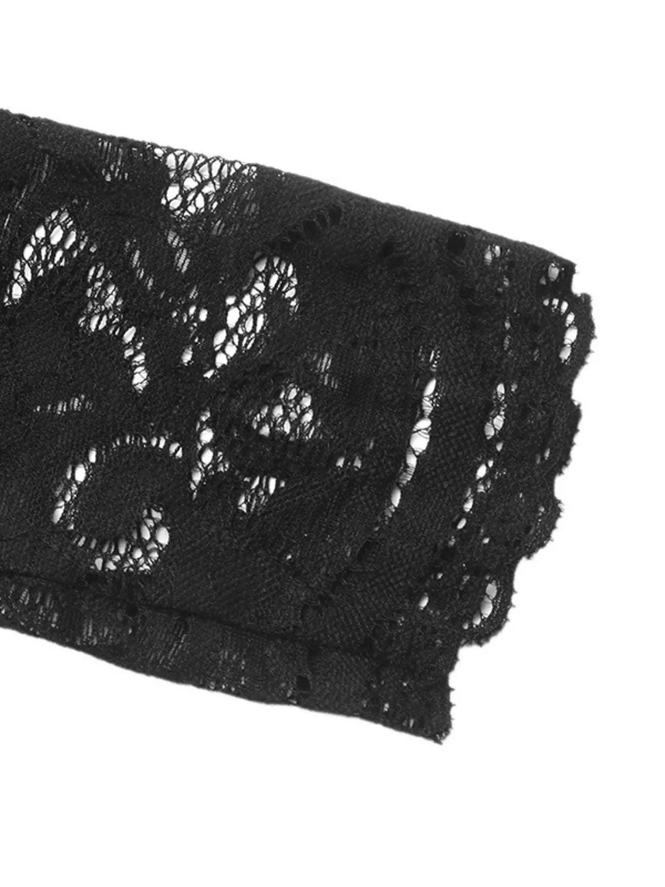 Lace Long Sleeve Wide-Leg Jumpsuit in Black