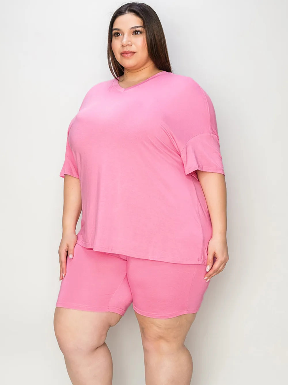 Basic Bae V-Neck Tee and Shorts Set