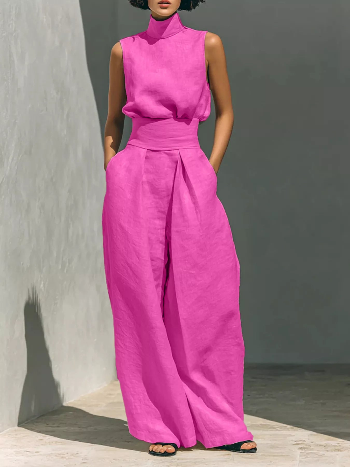 Smocked Waist Wide-Leg Jumpsuit