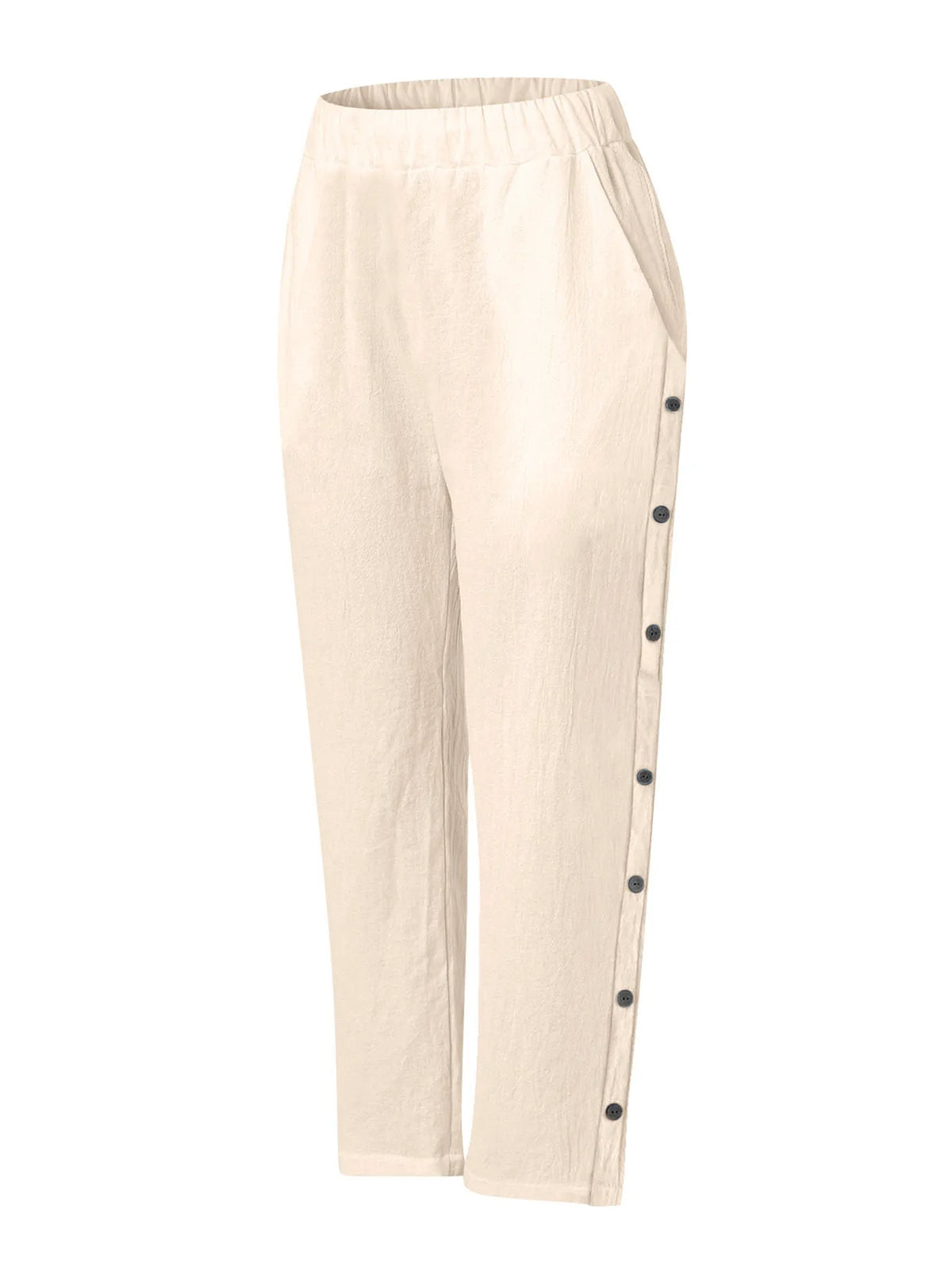 Side Button Wide Leg Pants, Plus Size
