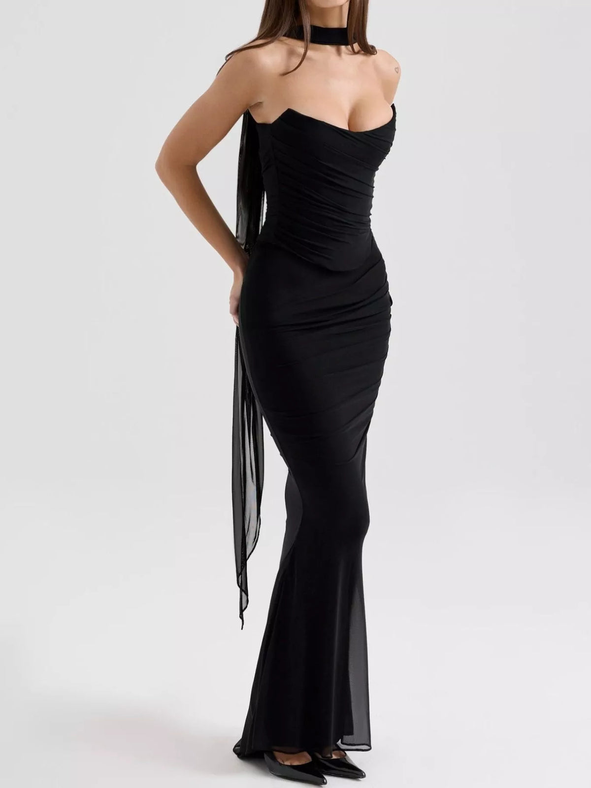 Ruched Tube Top and Maxi Skirt Set