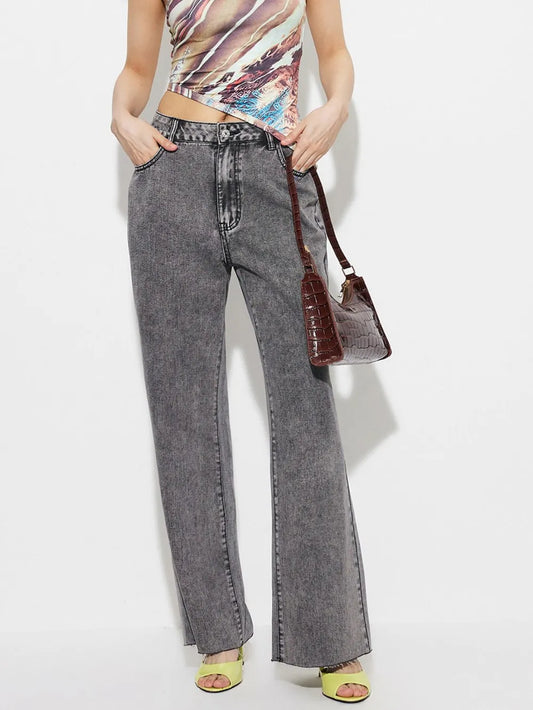 High Waist Bootcut Jeans in Dark Gray
