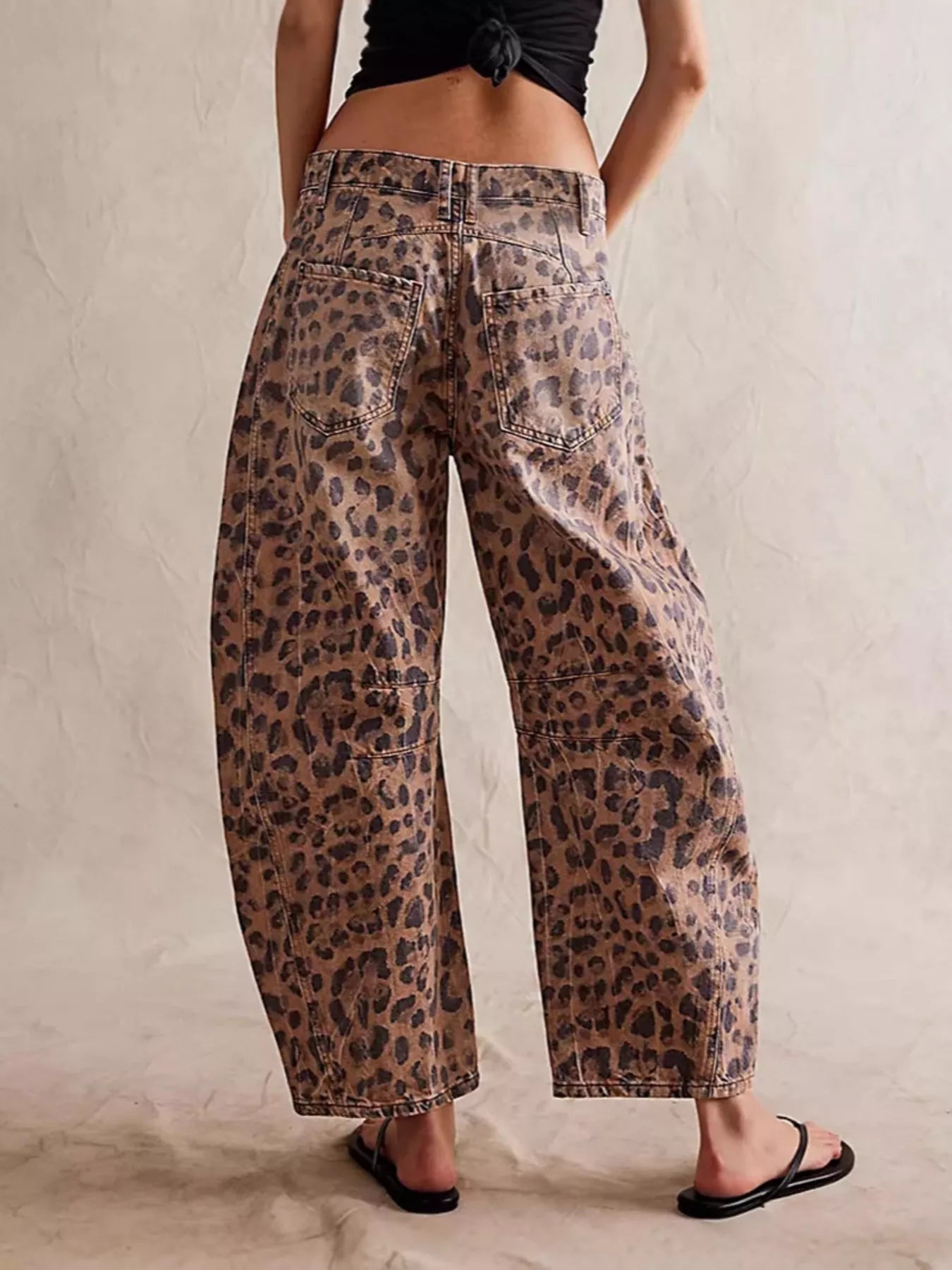 Leopard Print Wide-Leg Jeans
