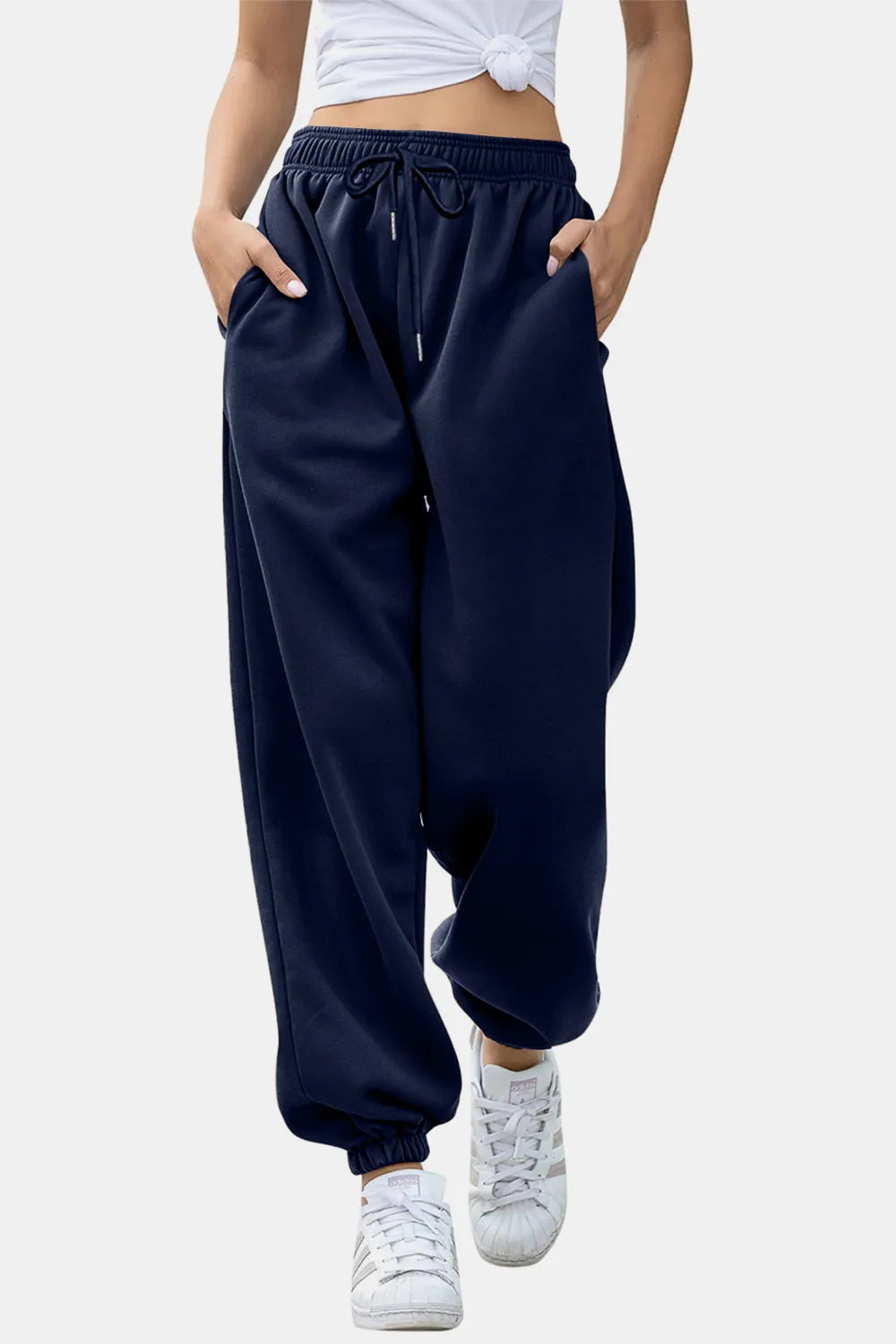 Tie-Waist Joggers with Pockets in Rich Hues by K&L