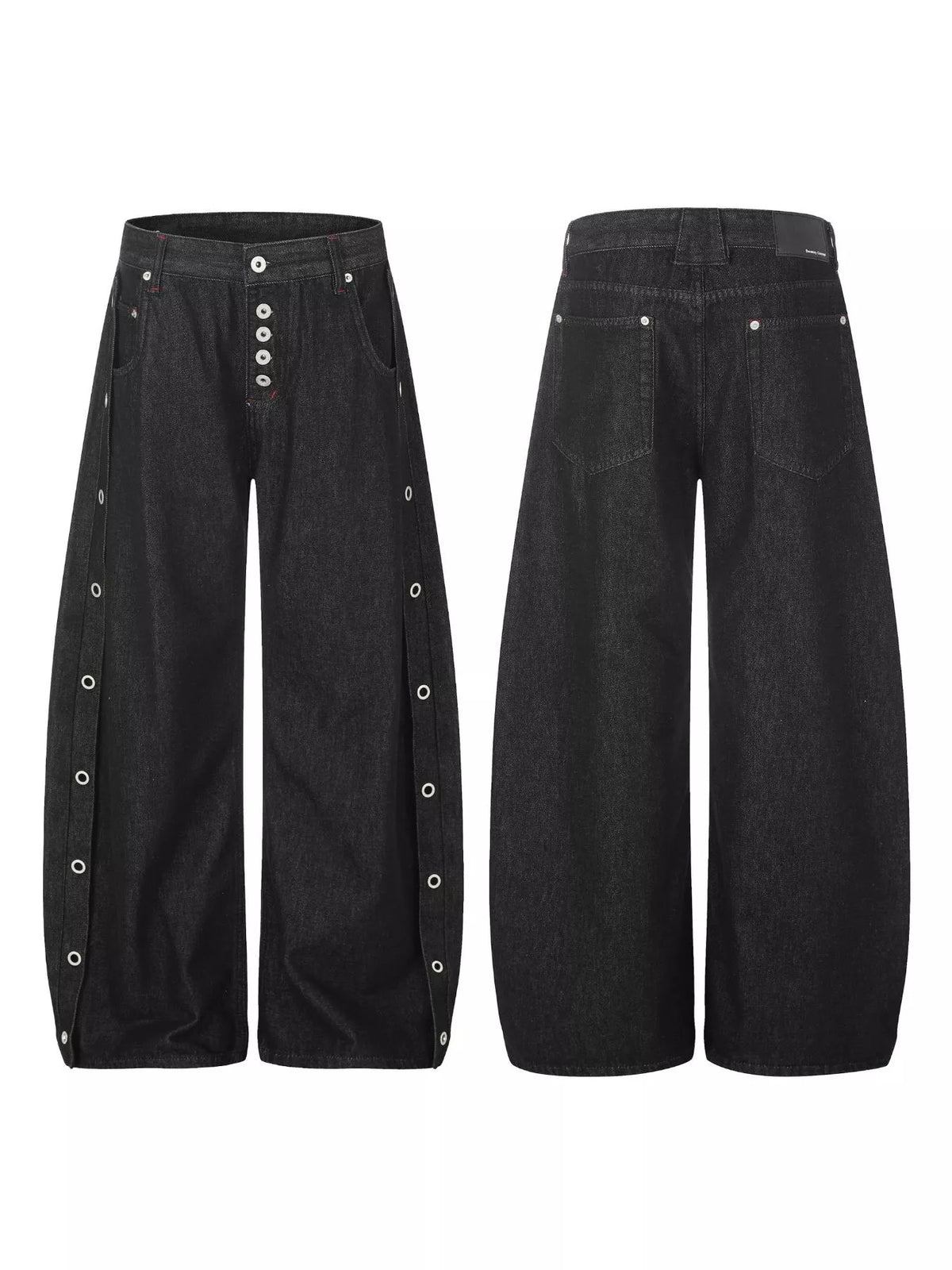 Men's High-Waisted Wide-Leg Jeans in Black by TrendMaster