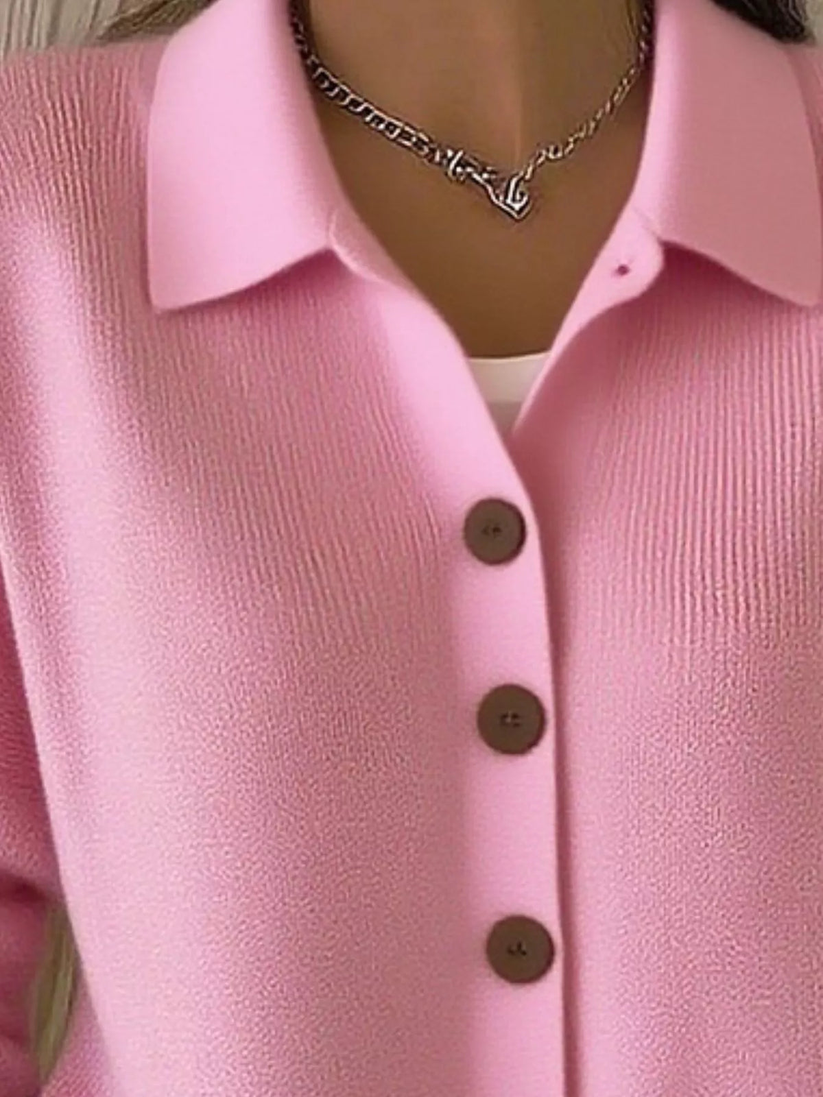 Collared Button-Down Knit Cardigan