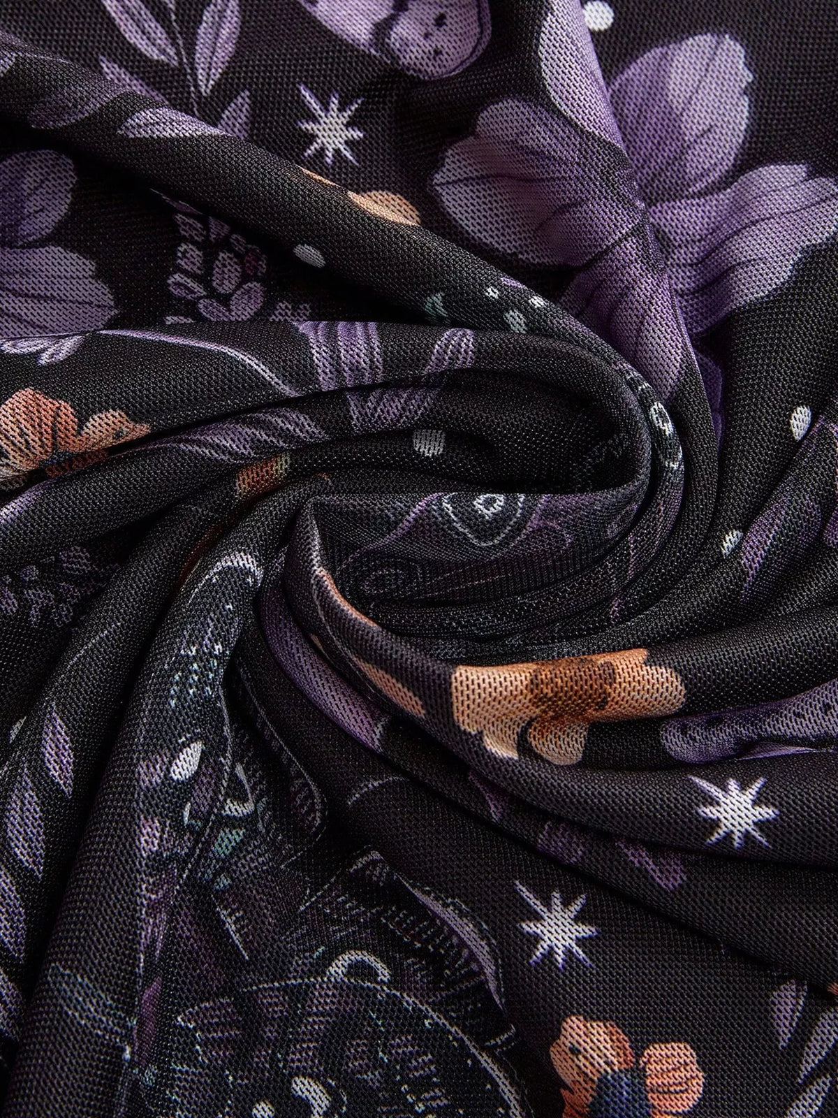 Flowy Floral Midi Skirt in Black