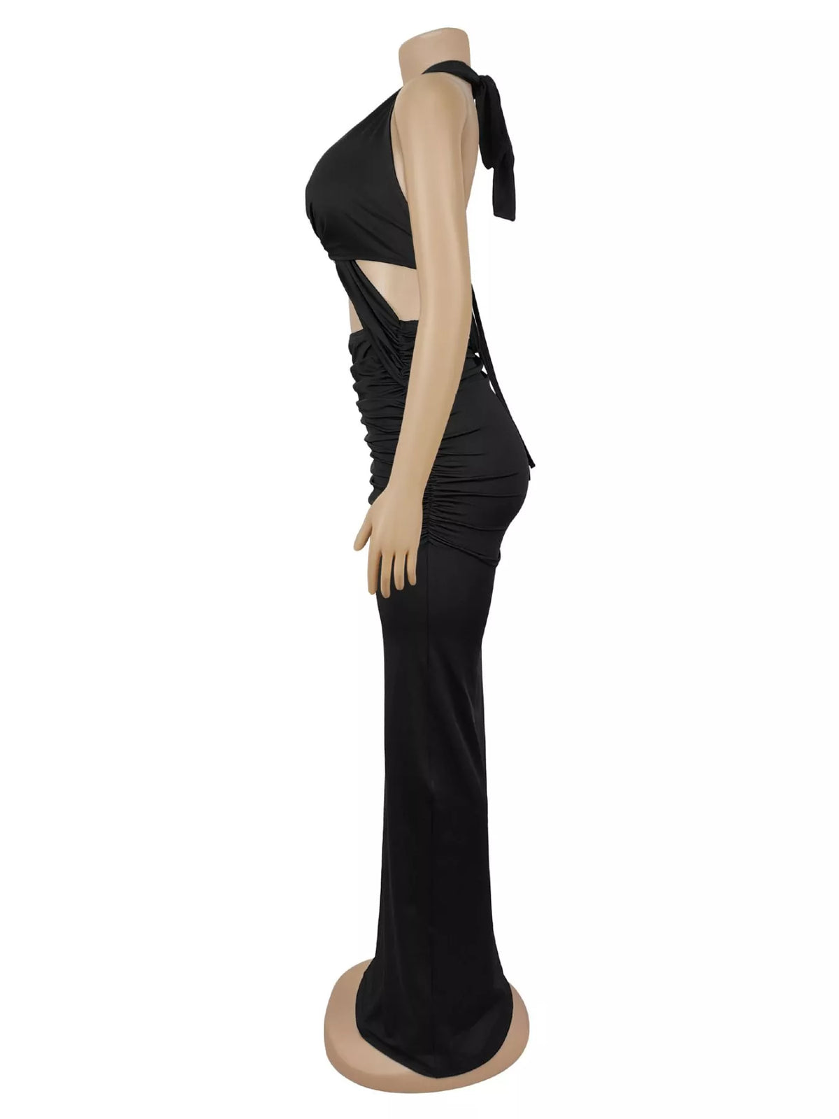 Backless Cut-Out Maxi Dress with Gold Hardware