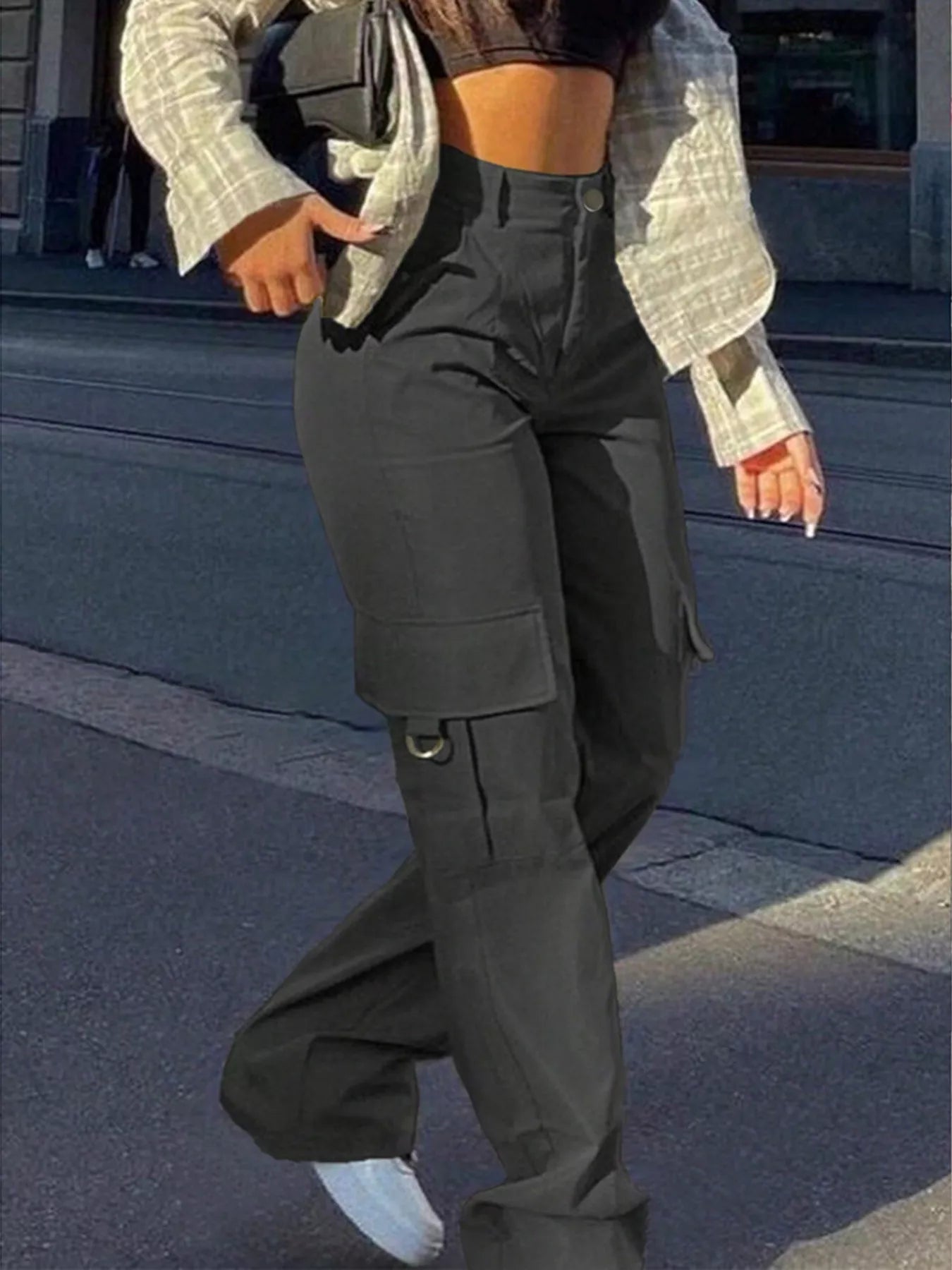High-Waisted Cargo Pants, Plus Size