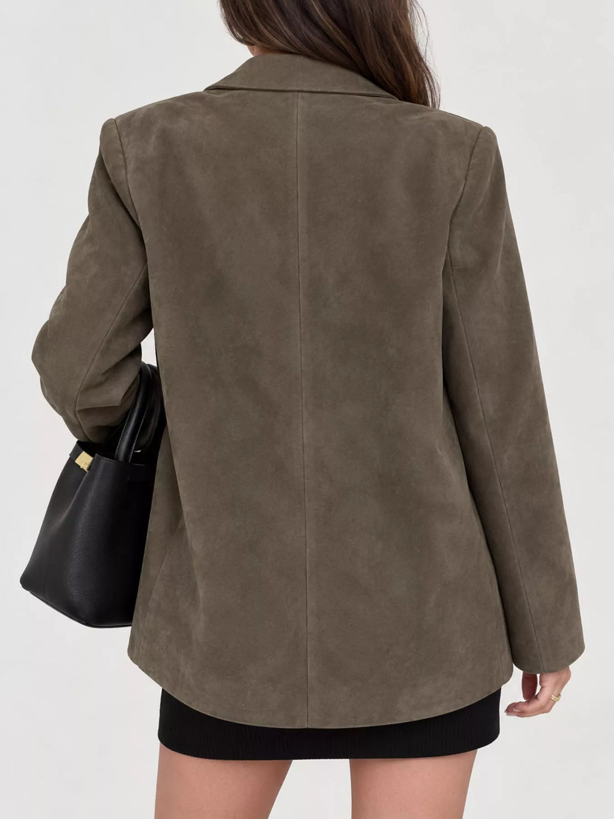 Lapel Collar Button-Up Blazer