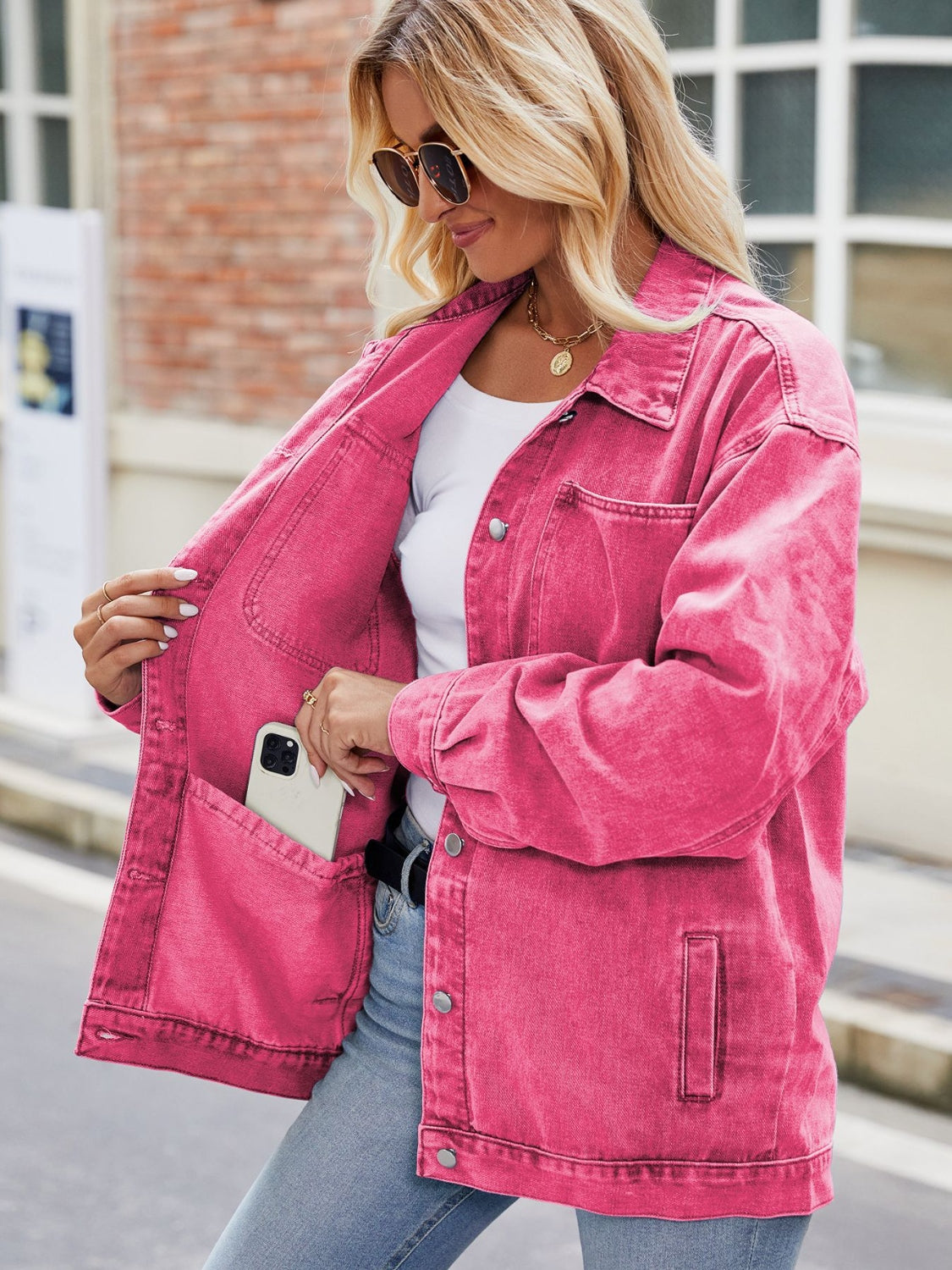 Classic Button-Up Denim Jacket by Manny
