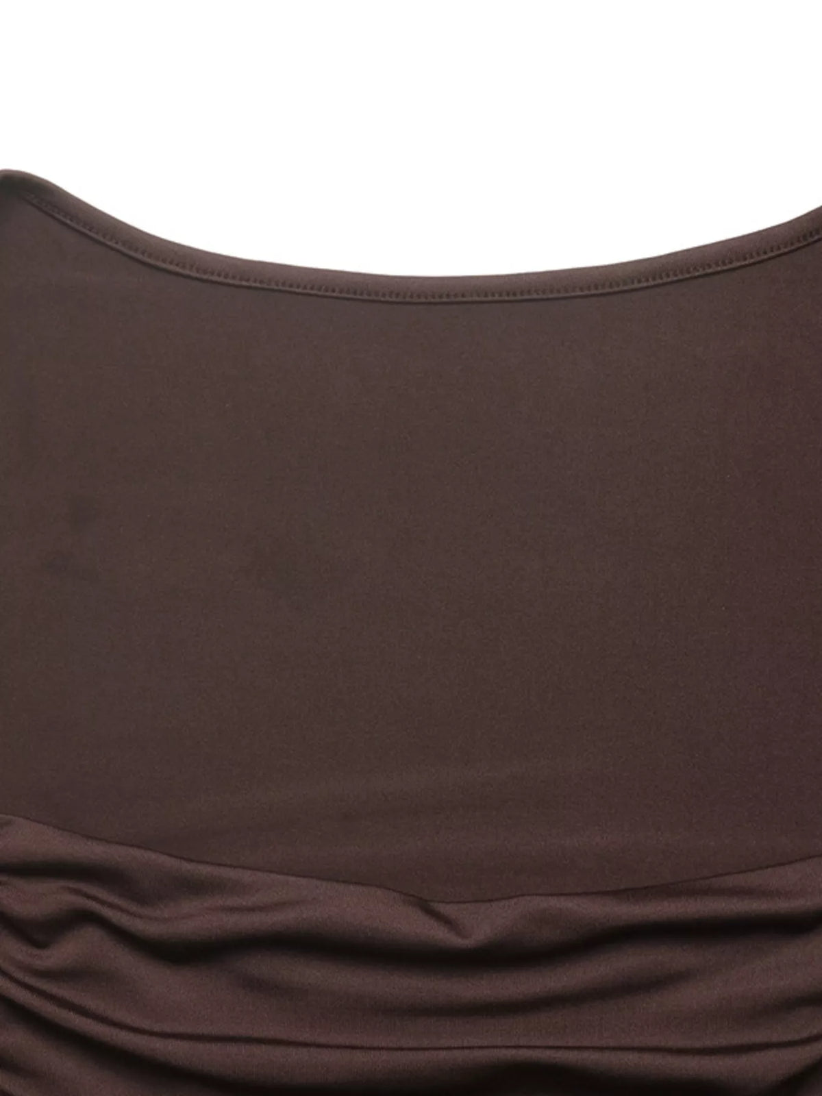 Ruched Square Neck Long Sleeve Maxi Dress in Coffee Brown
