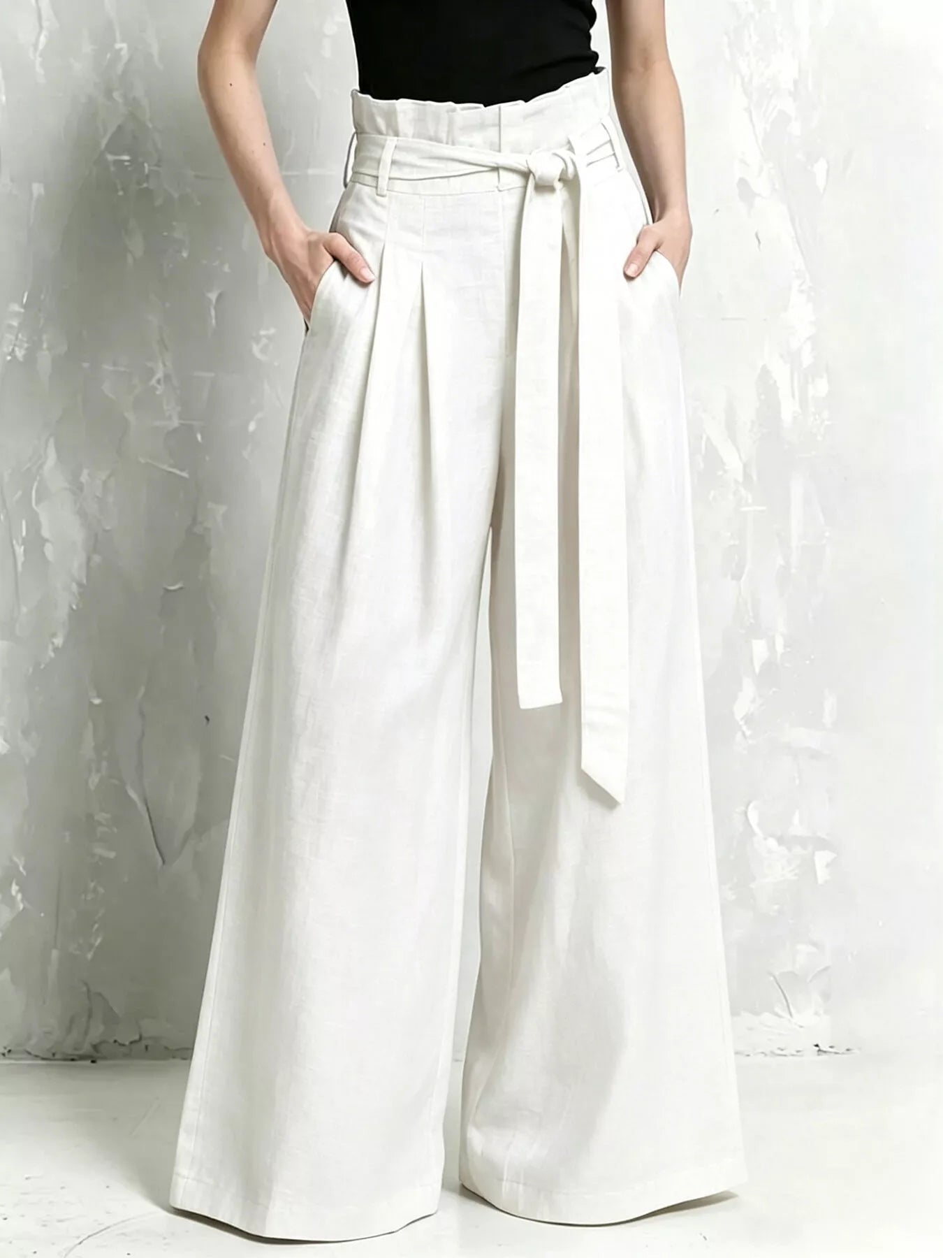 Paperbag Waist Wide Leg Pants