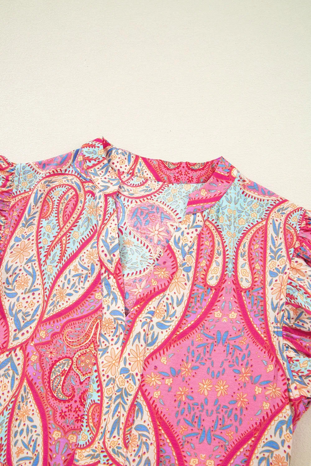 Tribal Paisley Print Midi Dress in Dusty Pink