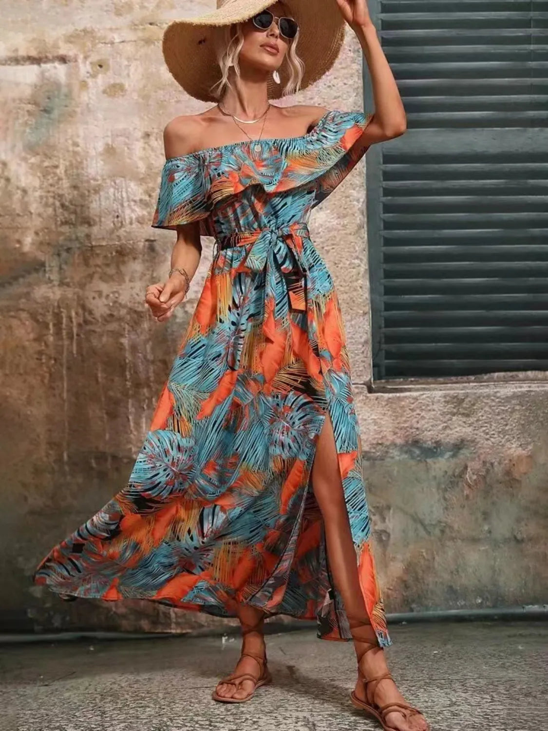 Ruffled Off-Shoulder Maxi Dress
