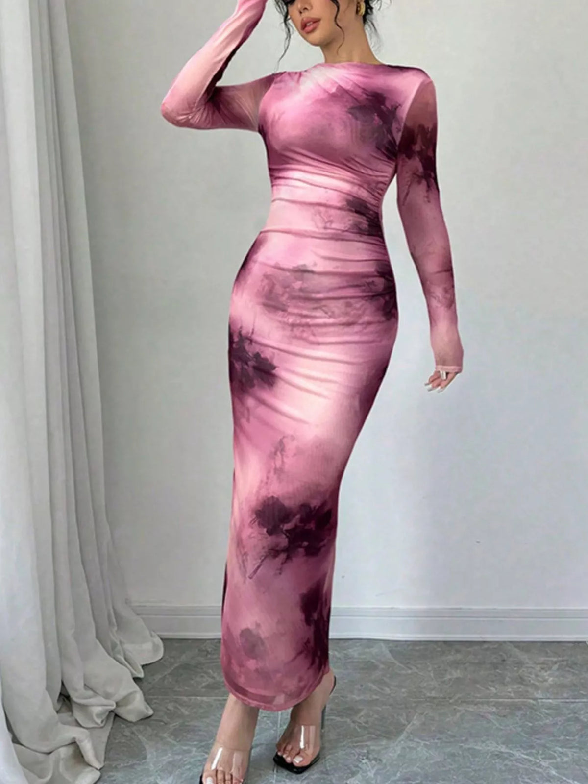 Sheer Tie-Dye Bodycon Maxi Dress by Calliope