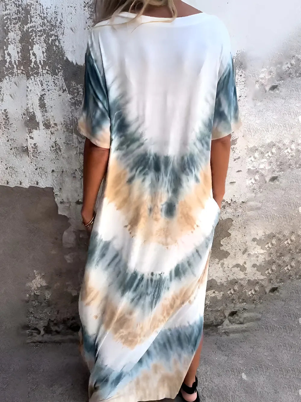 Full Size Tie-Dye Short Sleeve Dress