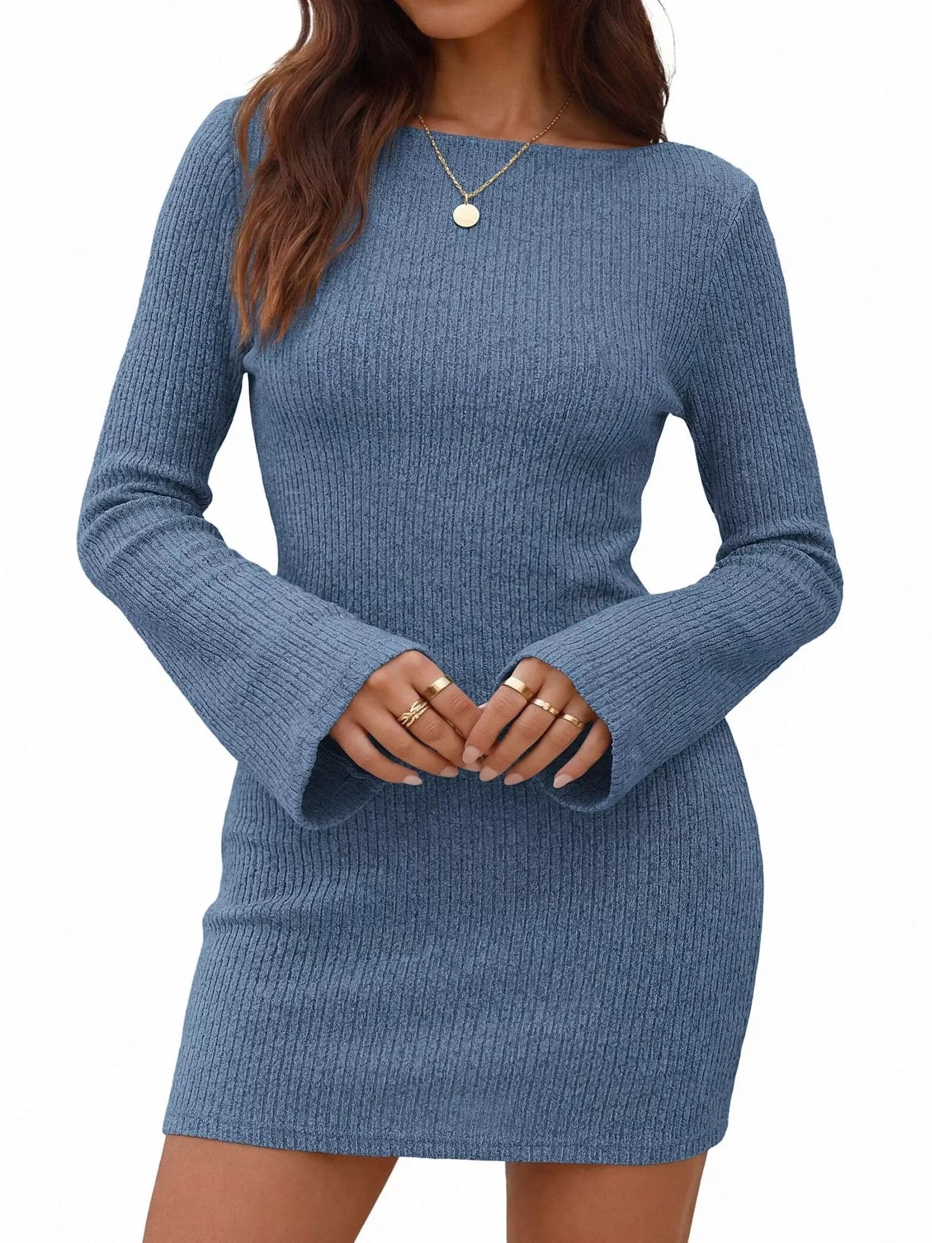 Ribbed Knit Slim Fit Sweater Dress
