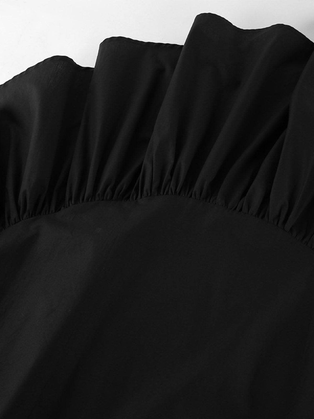 Asymmetrical Ruffle Hem Midi Skirt in Black
