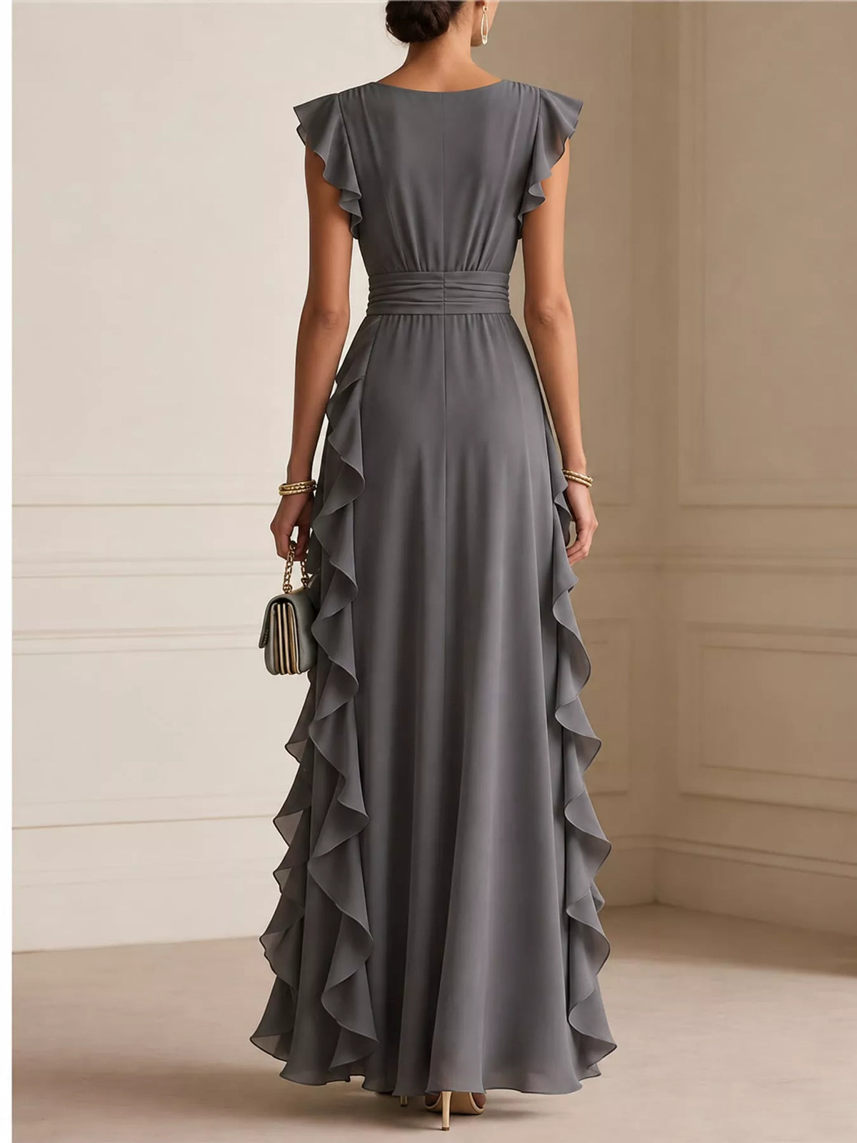 Ruffled Surplice Maxi Dress