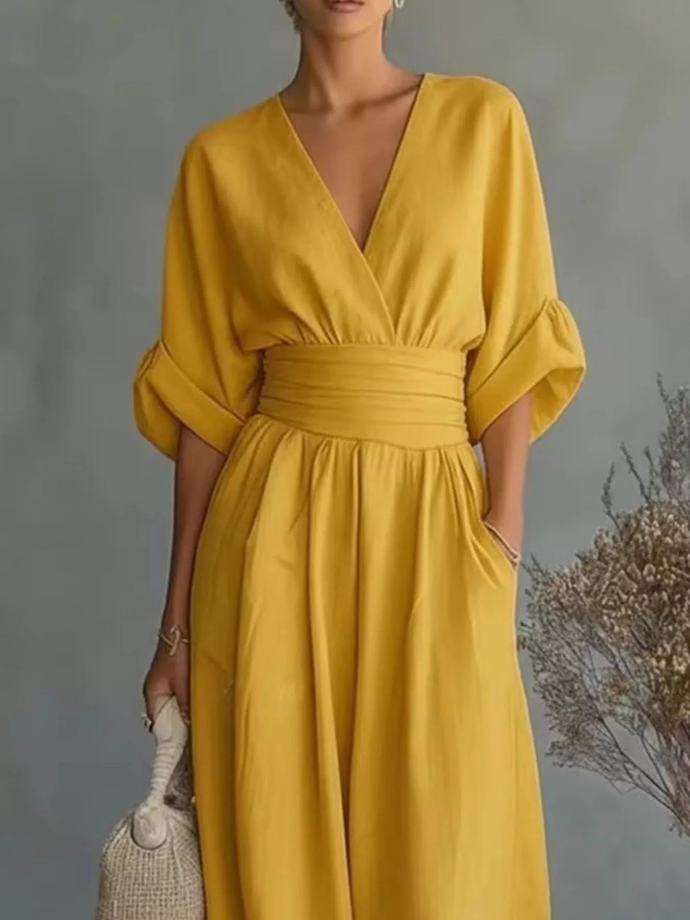 Half Sleeve Wide Leg Jumpsuit