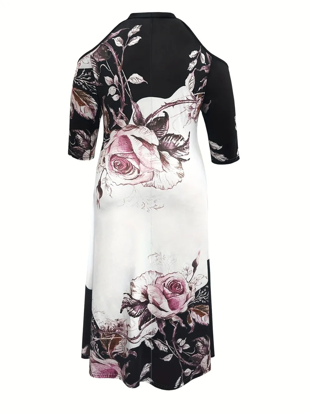 Cutout Printed Cold Shoulder Dress in White