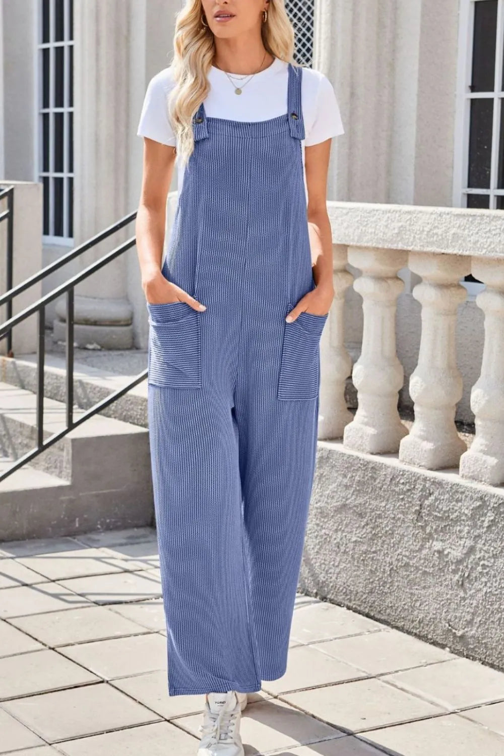 Square Neck Wide Strap Overalls