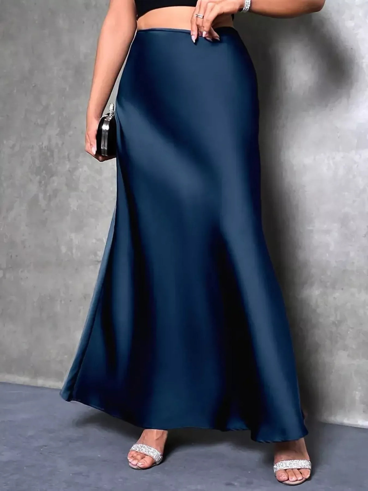 Satin Maxi Skirt in Peacock Blue in Peacock  Blue