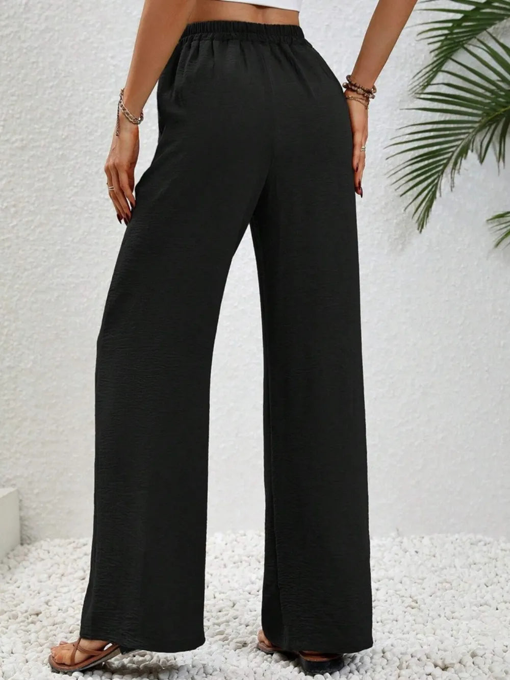 Wide-Leg Drawstring Pants