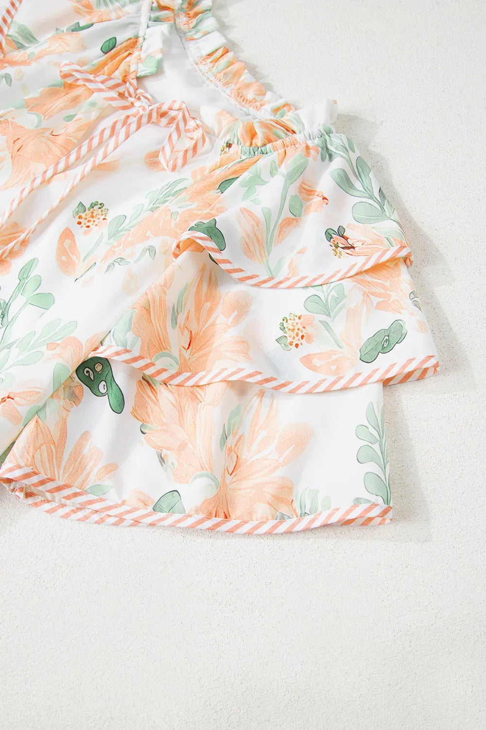 Floral Tie Neck Layered Dress in Sherbet