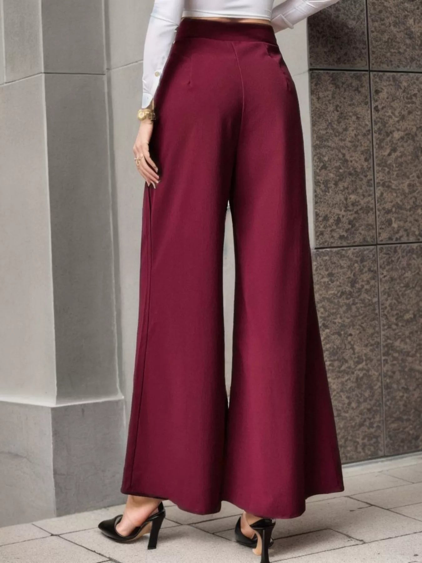 Tie-Front Wide-Leg Pants