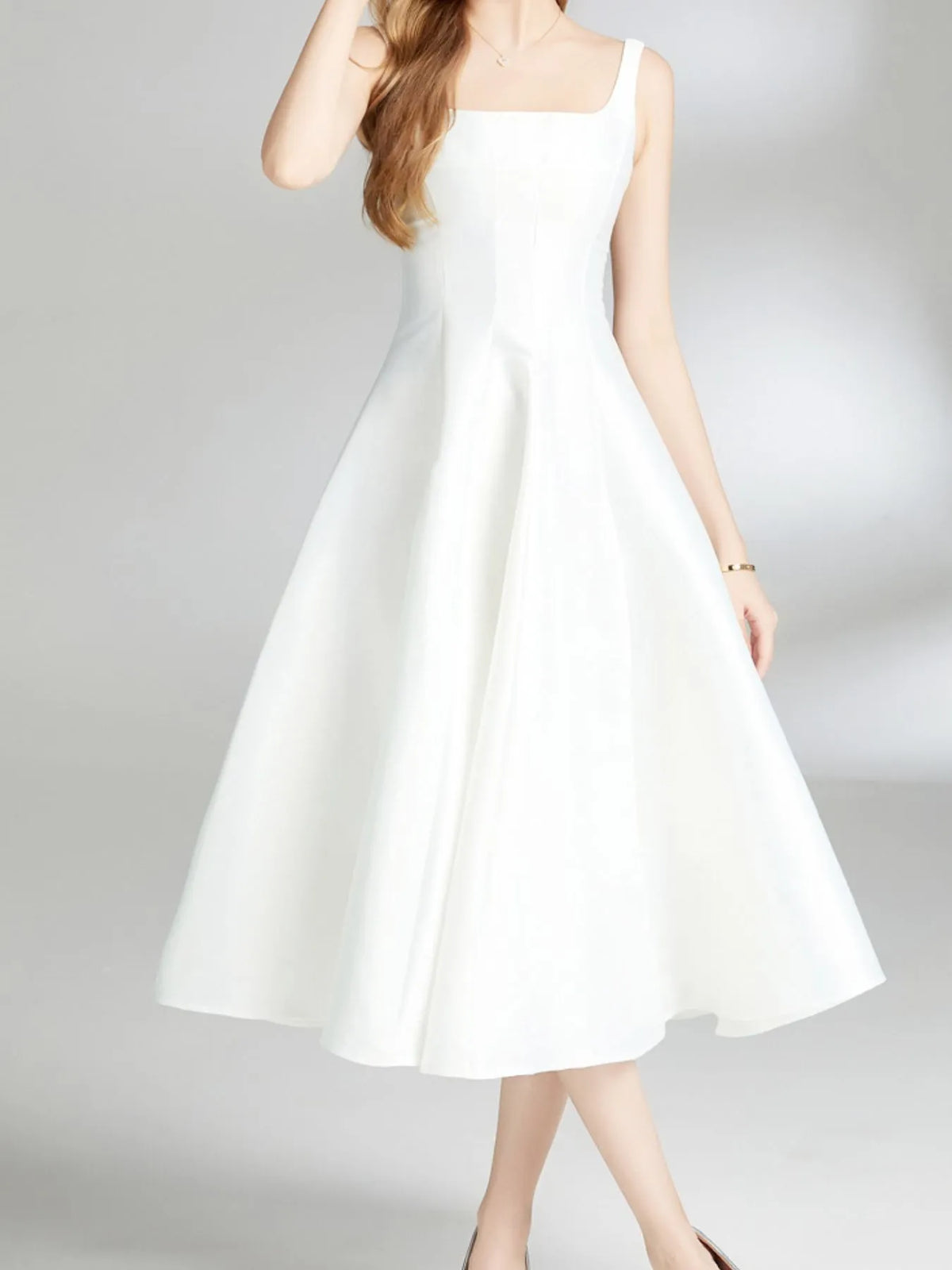 A-Line Sleeveless Midi Dress