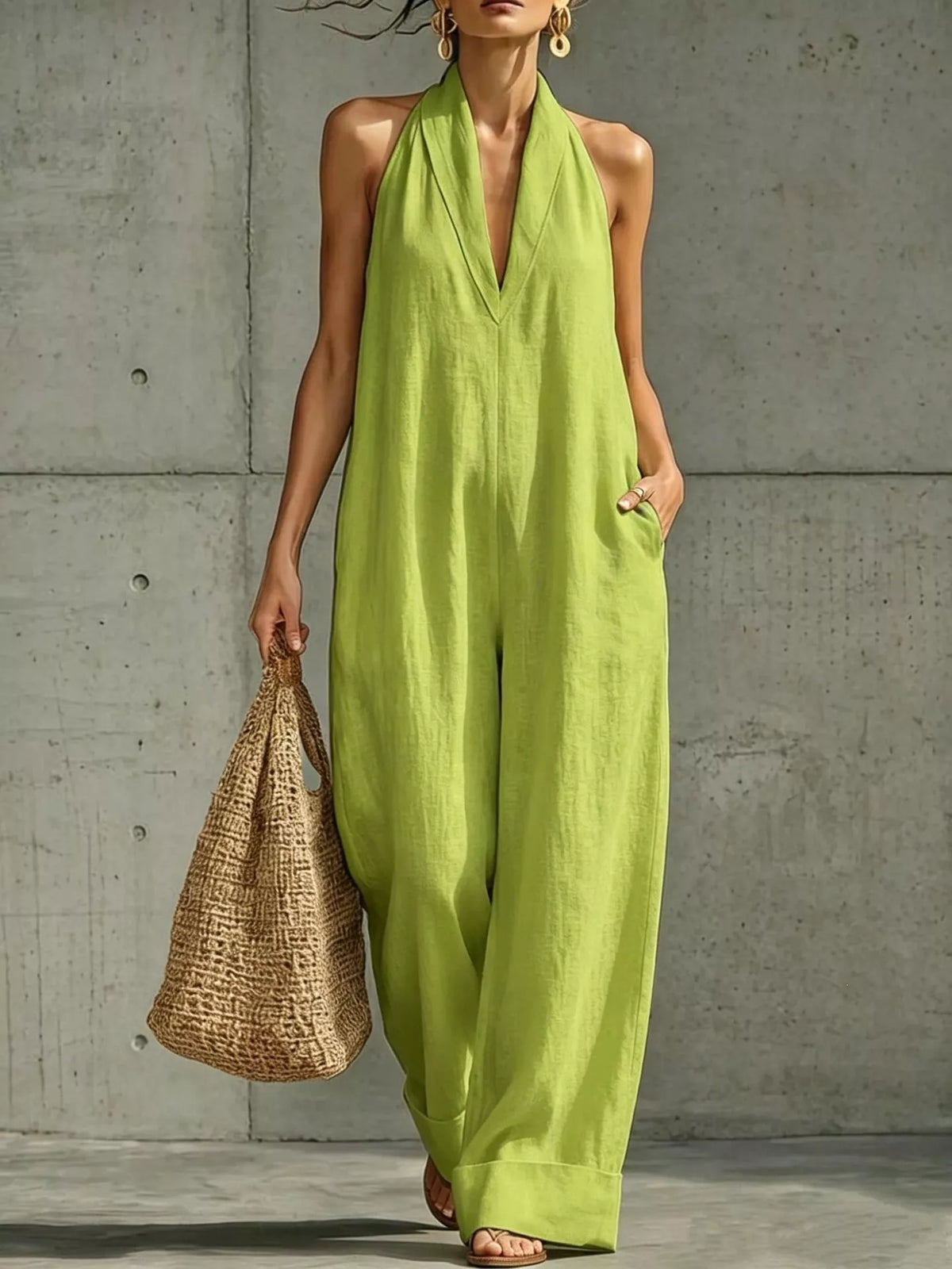 Halter Neck Wide Leg Jumpsuit