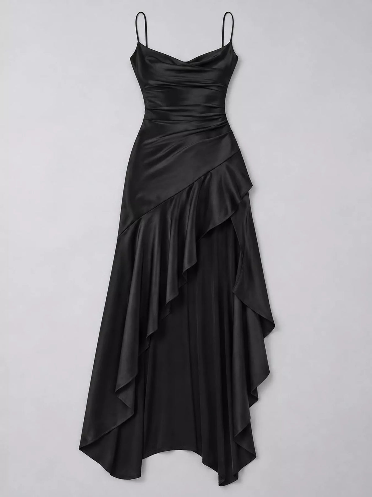 High-Low Ruffle Hem Evening Dress