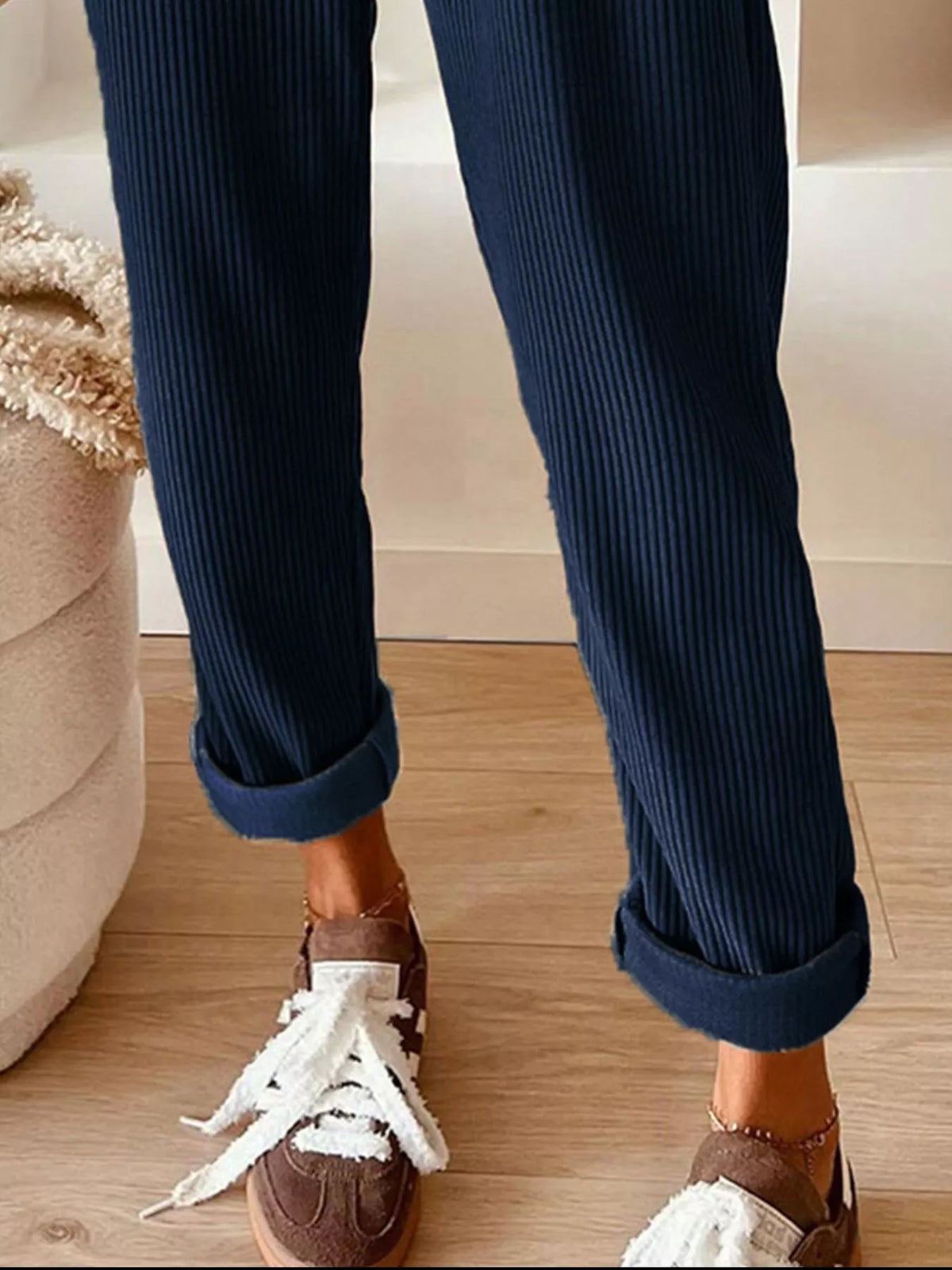 Corduroy Drawstring Waist Pants
