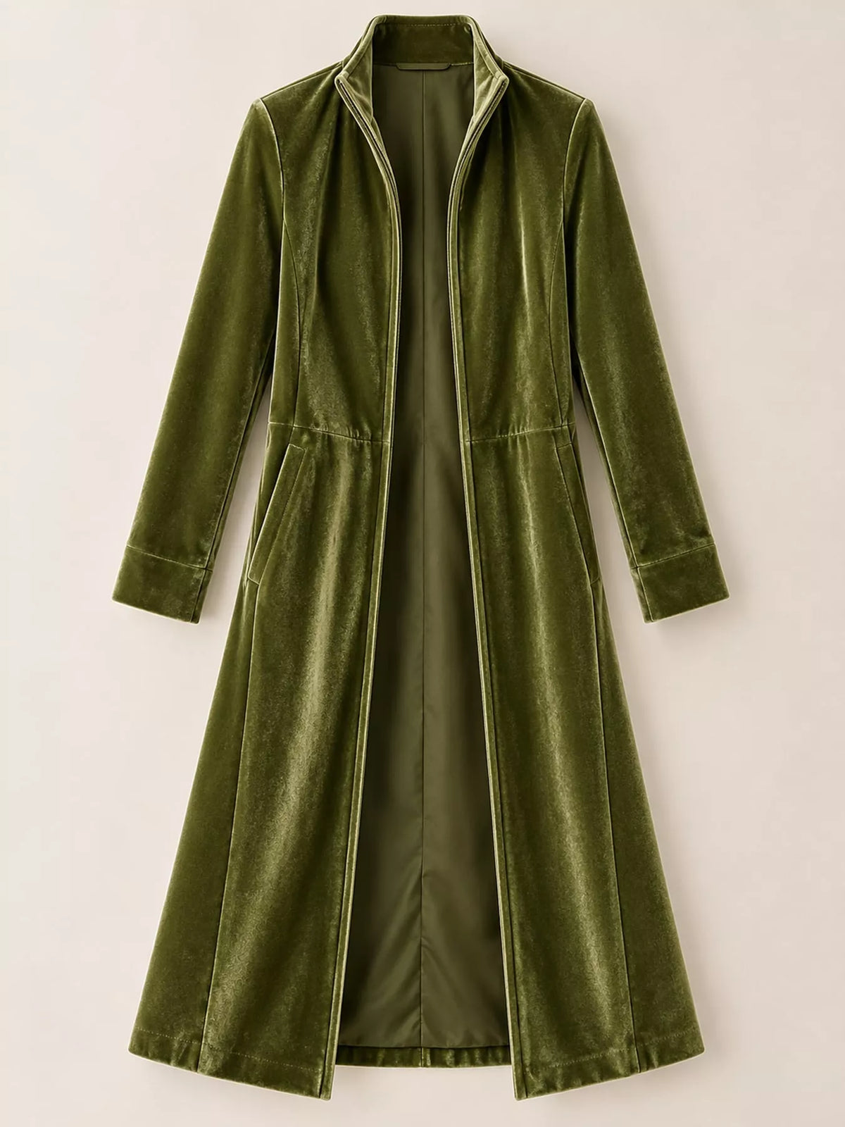 Velvet Zip-Up Longline Jacket