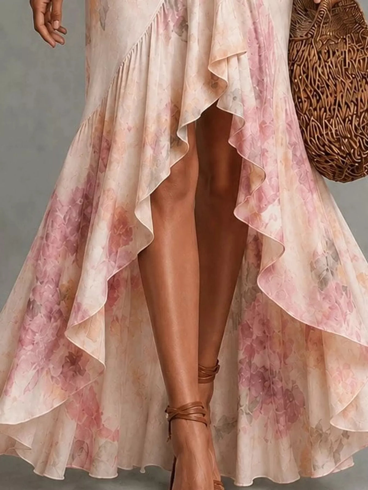High-Low Ruffled Maxi Dress