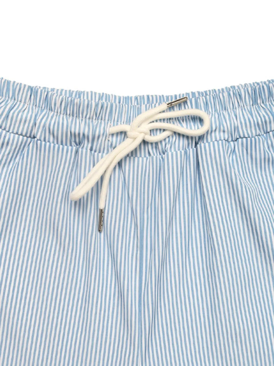 Striped Wide Leg Cargo Pants in Light Blue
