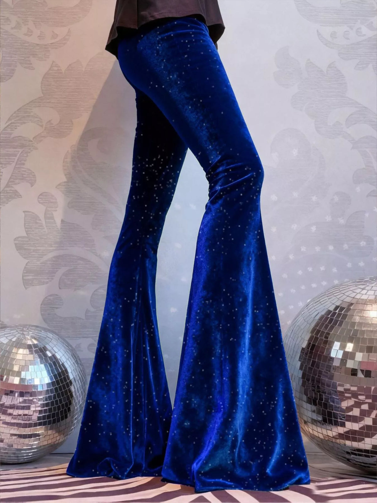 High-Waisted Velvet Flared Pants