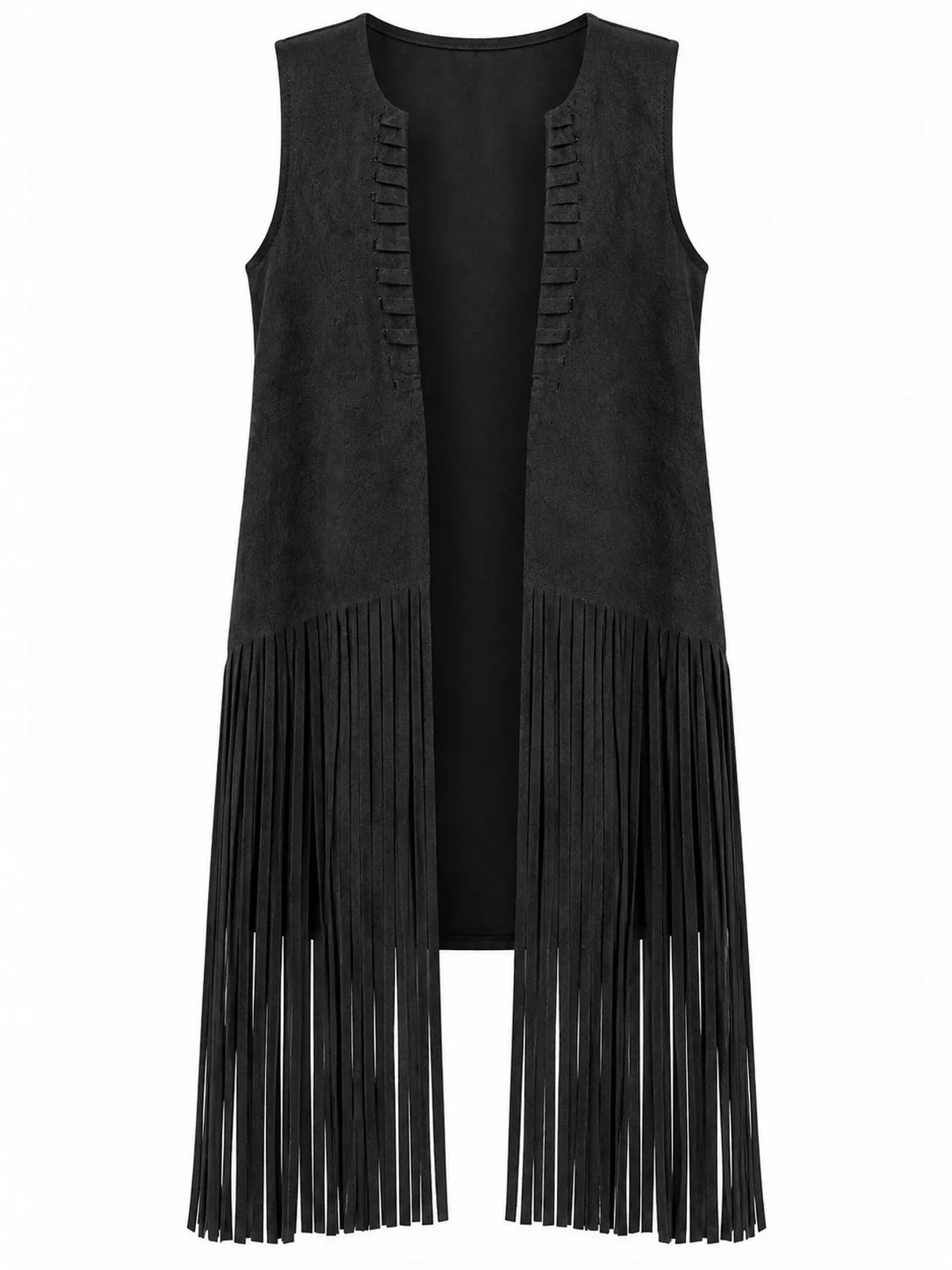 Fringed Sleeveless Vest Coat