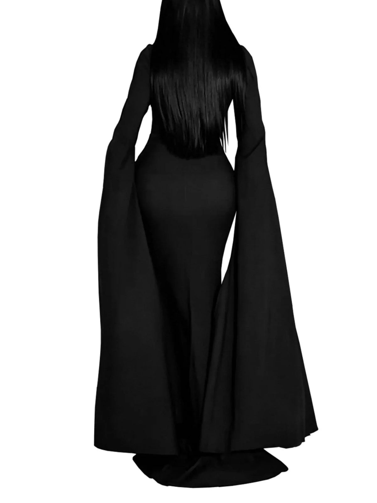 Rhinestone Cape Sleeve Maxi Dress in Black