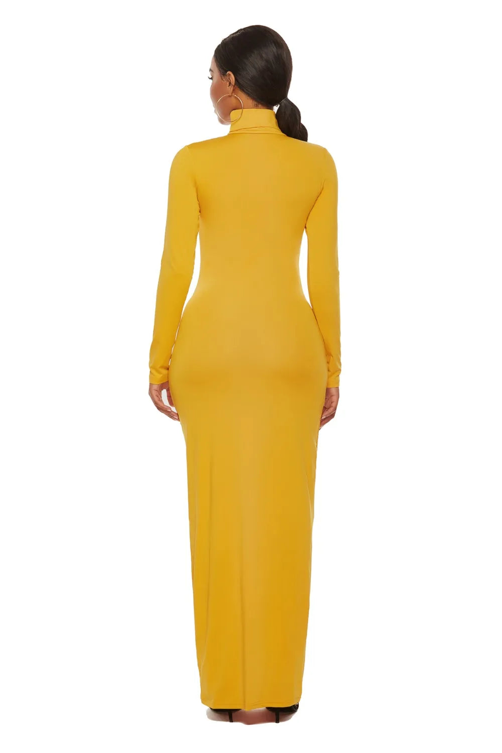 Mock Neck Long Sleeve Maxi Dress