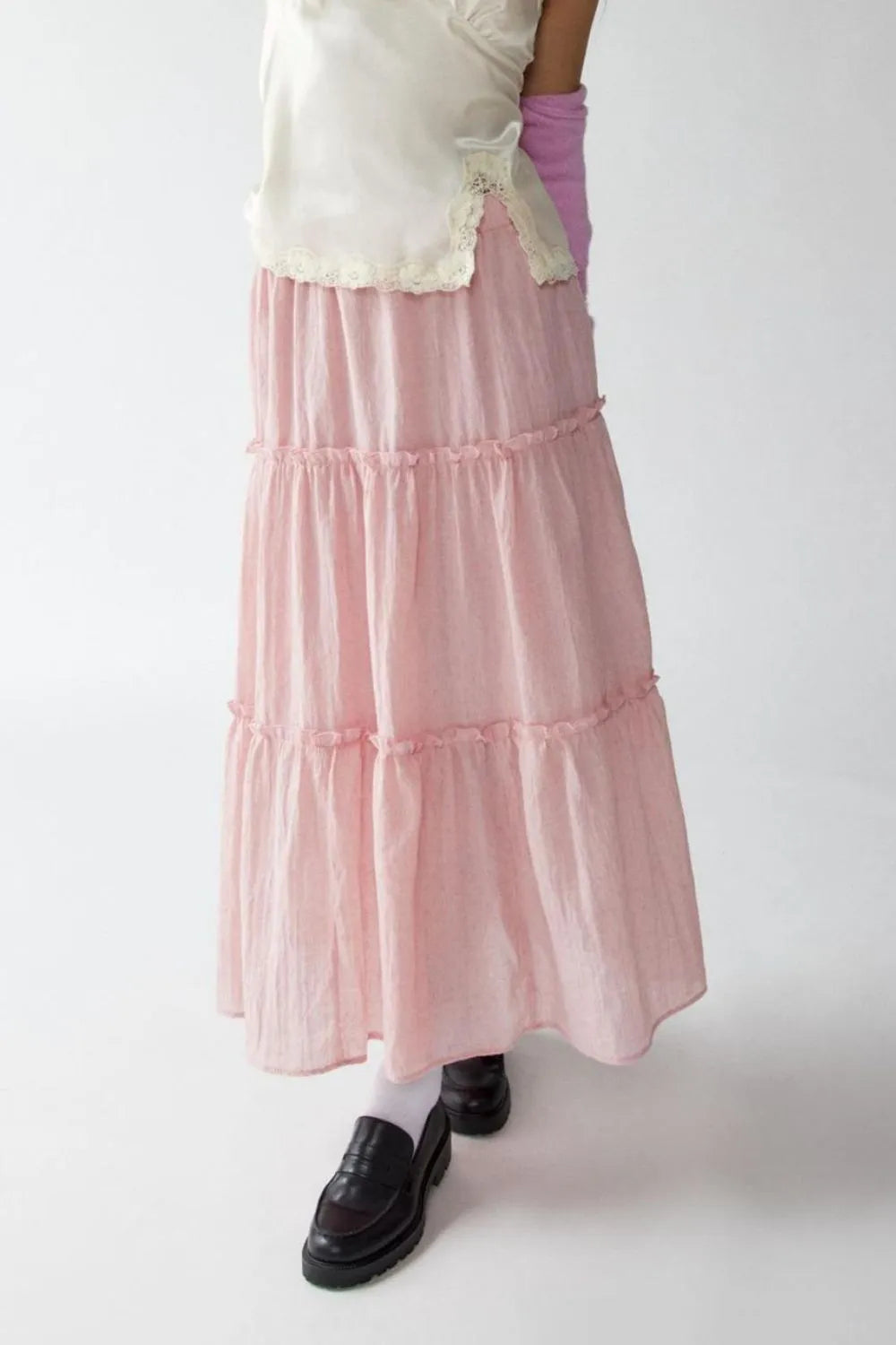 Frill Elastic Waist Skirt by Mystique Q