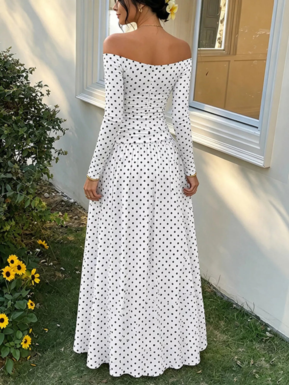 Off-the-Shoulder Ruched Maxi Dress