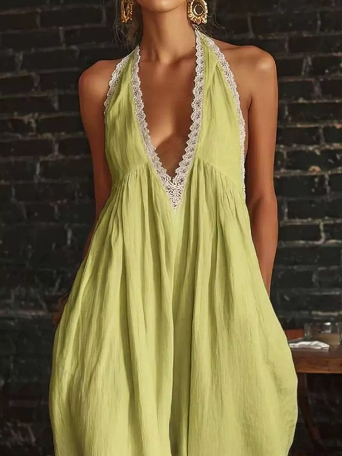 Lace Trim Wide-Leg Jumpsuit