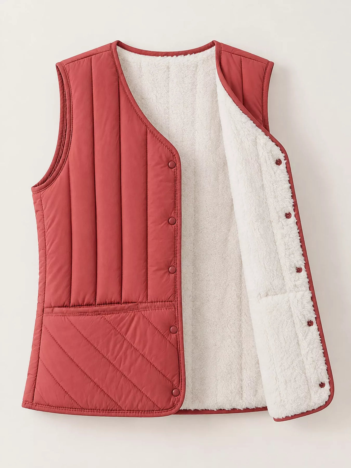 Quilted Button-Up Vest Coat