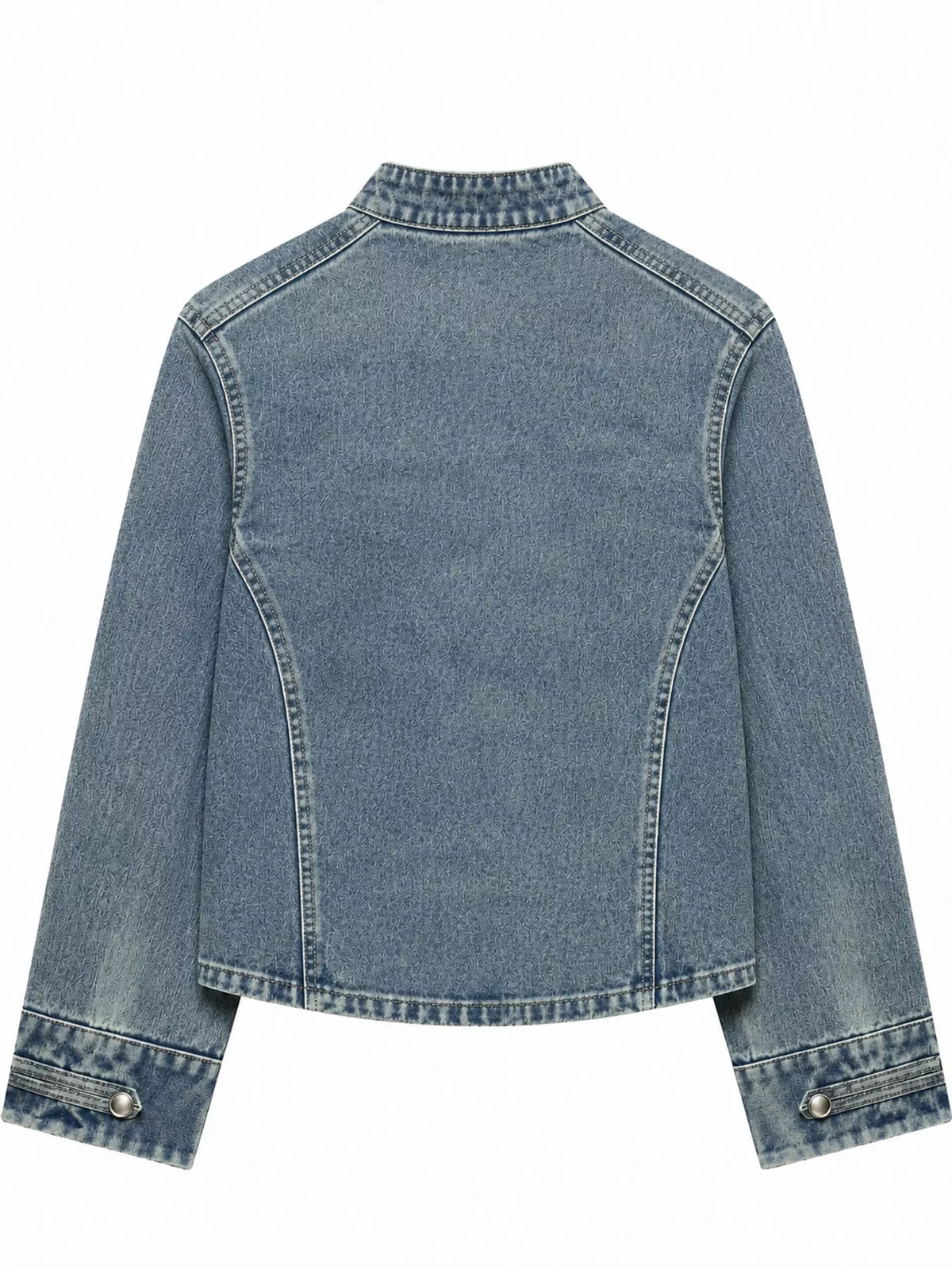 Decorative Button Cropped Denim Jacket
