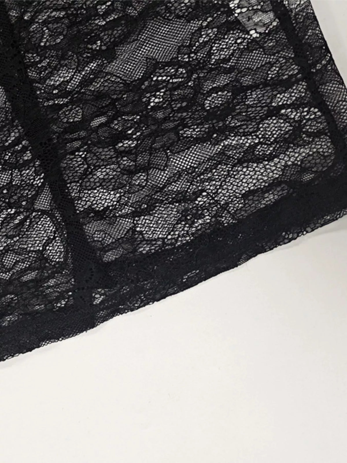 Lace Sheer Mock Neck Maxi Dress