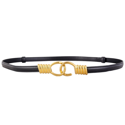 Ilussa Hook Buckle Skinny Leather Belt